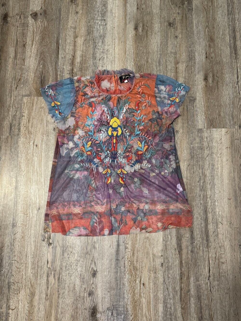 Johnny Was Biya Women’s Giana Mesh Blouse Size Small